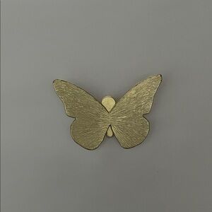 Vintage Neiman Marcus Solid Matte Gold Butterfly Brooch Scarf Clip Pin